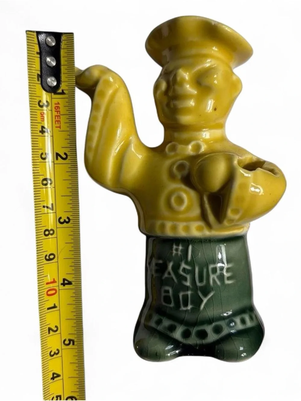 Yellow Ceramic Figure “#1 Treasure Boy” Decorative Accent Tsp Holder Kitchen